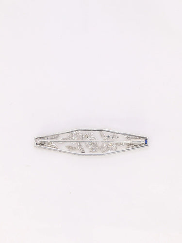 Broche Broche Art Déco or blanc platine saphir diamants taille ancienne 58 Facettes J431