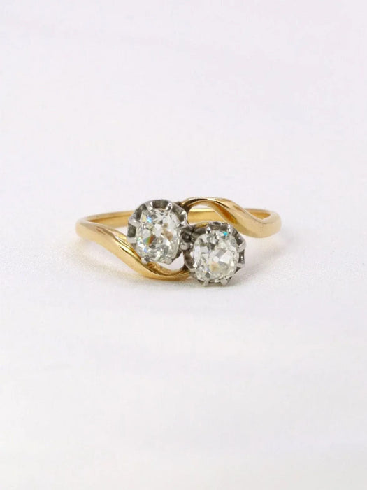 Bague 54.5 Bague toi et moi or jaune diamants 1 ct 58 Facettes J398