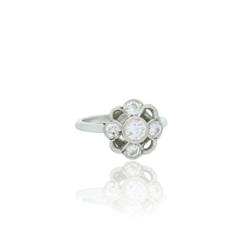 Bague 49 Bague vintage en or blanc avec diamants 58 Facettes