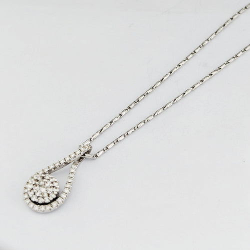 Collier Collier goutte d'eau en or blanc et diamants 58 Facettes 33014