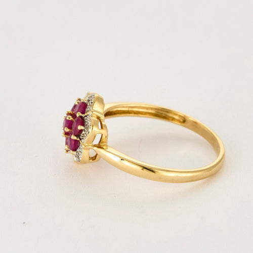 Bague 61 Bague or jaune, rubis et diamants 58 Facettes GU253