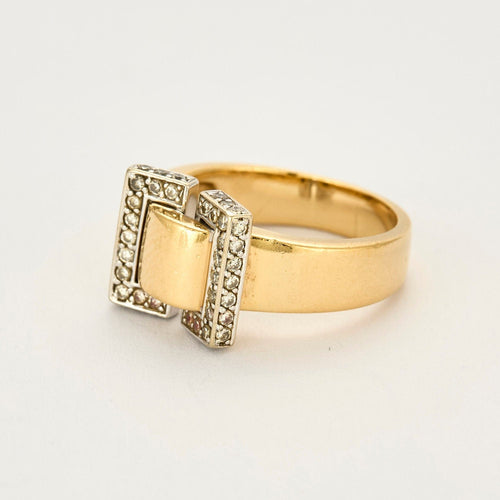 Bague 56 Bague or jaune et blanc et diamants 58 Facettes THI01582