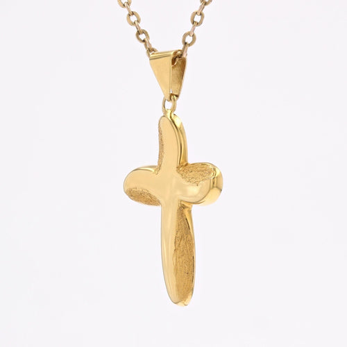 Collier Croix or jaune lisse et mat 58 Facettes 24-327A