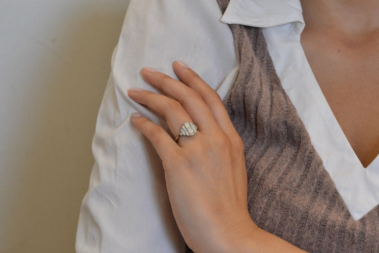 Bague 53 Bague vintage diamants en platine 58 Facettes 27054a- 27144