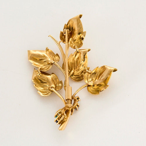 Broche Broche or jaune et turquoises et saphir 58 Facettes CHA5390