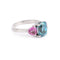 Bague 53 Bague trilogie en or gris 18k, pierre bleue et saphirs roses 58 Facettes B385