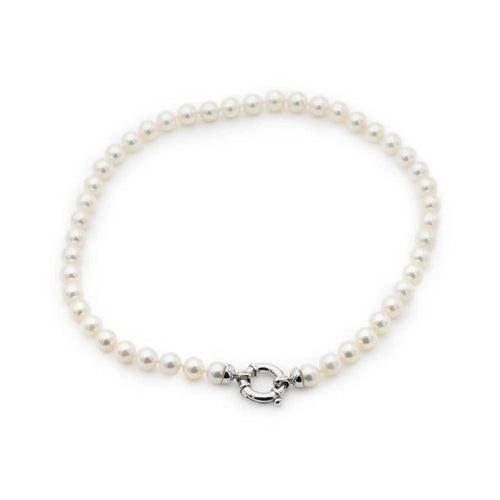 Collier Collier de perles japonaises avec fermoir en or blanc 58 Facettes