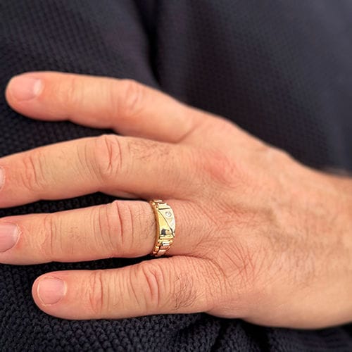 Herre ring med diamantbånd 