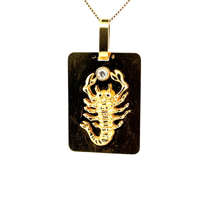 Yellow gold plate pendant with scorpion and diamond sign