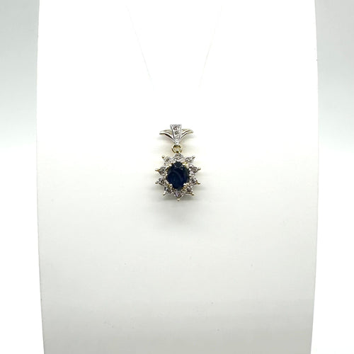 Pendentif Pendentif bicolore or jaune et blanc, saphir et diamants 58 Facettes Z1351722