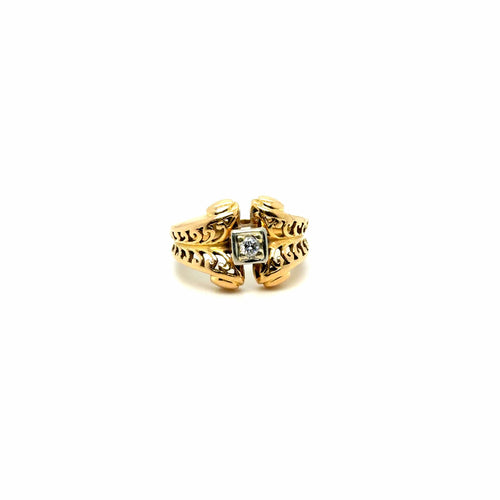 Bague 49.5 Bague ancienne en or jaune et diamant 0,15ct 58 Facettes