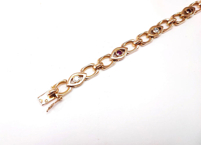 Bracelet Bracelet or rose diamants et rubis 58 Facettes Brac.rub.dt-1480