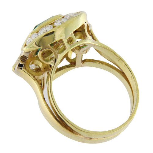 Bague 57 Bague en or jaune avec émeraude de 1,98 ct et diamants 58 Facettes G3787