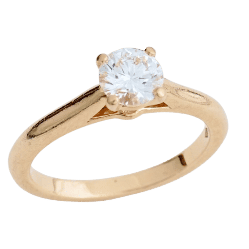 Bague 51 Bague Cartier Solitaire 1895 en or jaune, sertie d'un diamant rond de 0,60 carat (certifié CIA, pureté H/VS1). 58 Facettes