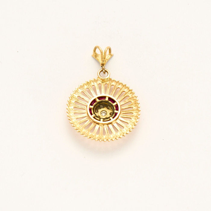 Pendentif Pendentif Rosace Art Déco or jaune, diamant, rubis 58 Facettes 240 556