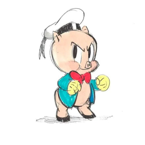 Bague Breloque cochon Cicéron des Loony Toons or jaune 58 Facettes A1003D