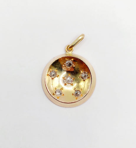 Pendentif Pendentif cible Art Déco or rose, diamants taille rose, serti étoilé (circa 1920) 58 Facettes A05795