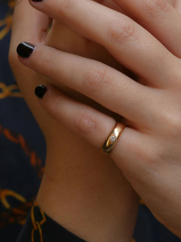 Bague 48 Bague jonc anglais or jaune diamant 0,1 ct 58 Facettes J24