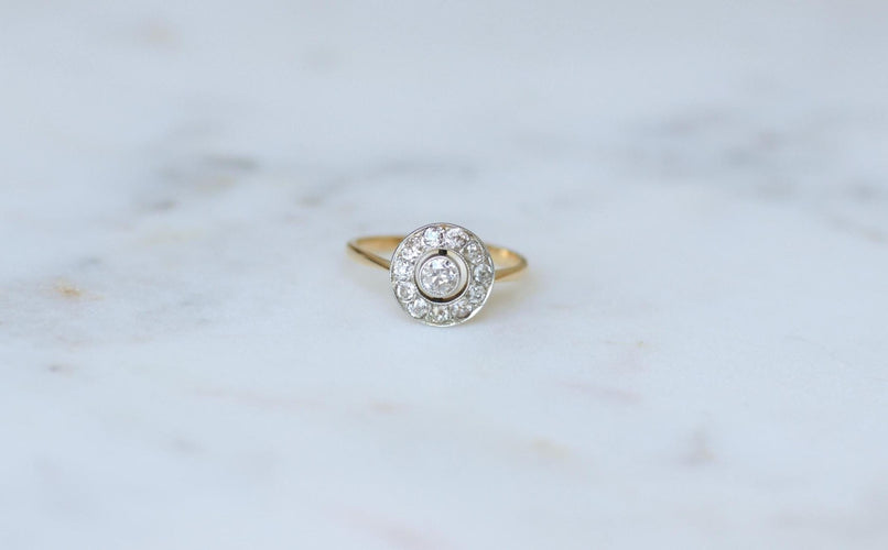 Bague 54.5 Bague Cible Art Déco Diamants 0,70 Ct 58 Facettes