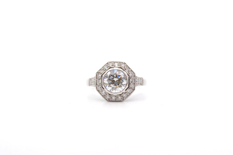 Bague 53 Bague diamant 1,40cts I/VS1 en platine 58 Facettes 25144-26280