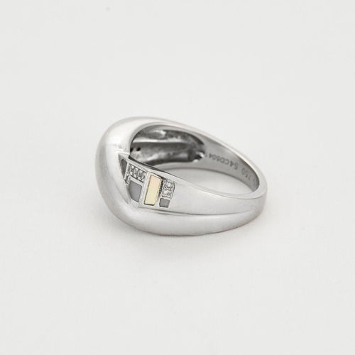 Bague 54 MAUBOUSSIN - En Corps et Encore - Bague or blanc, nacre et diamants 58 Facettes RAM2639