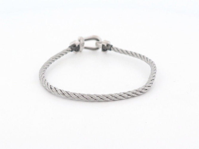 Bracelet bracelet FRED force 10 mm manille en or blanc cable acier t14 58 Facettes 260312