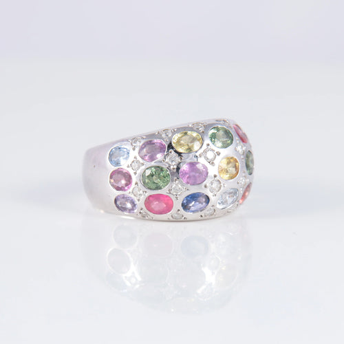 Bague 53 Bague Saphirs Multicolores 58 Facettes