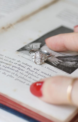 Bague 53.5 Bague Art Déco Diamants sur Or et Platine 58 Facettes