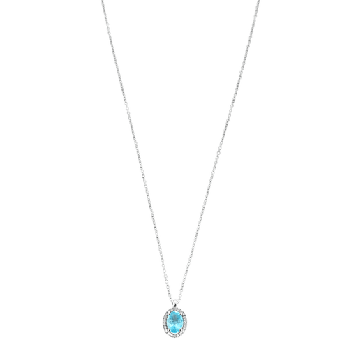 Collier COLLIER OR BLANC DIAMANTS & AIGUE MARINE. 58 Facettes BO/240006 RIV