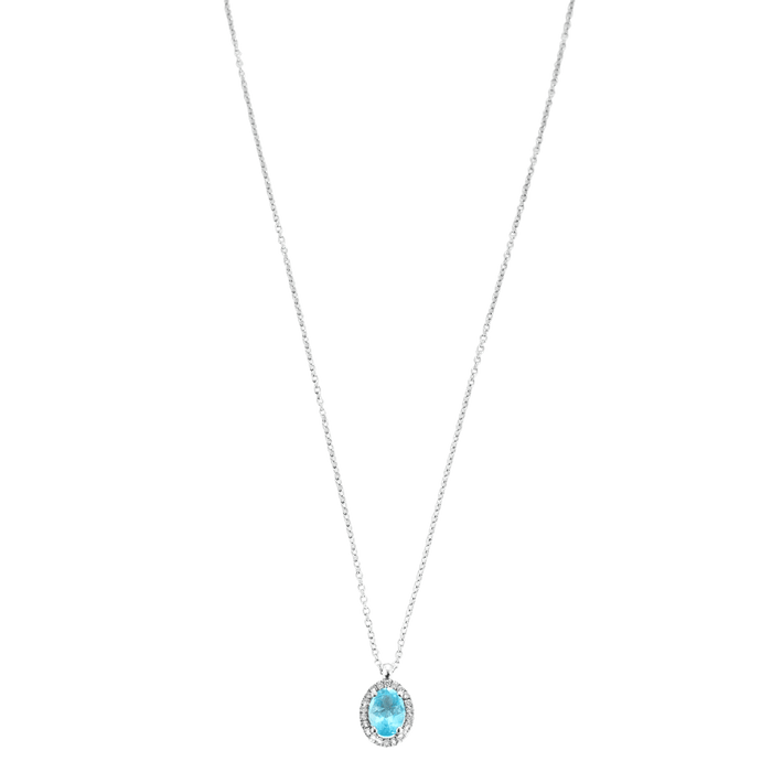 Collier COLLIER OR BLANC DIAMANTS & AIGUE MARINE. 58 Facettes BO/240006 RIV