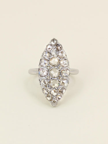 Bague marquise or blanc diamants taille rose 58 Facettes 1142.3