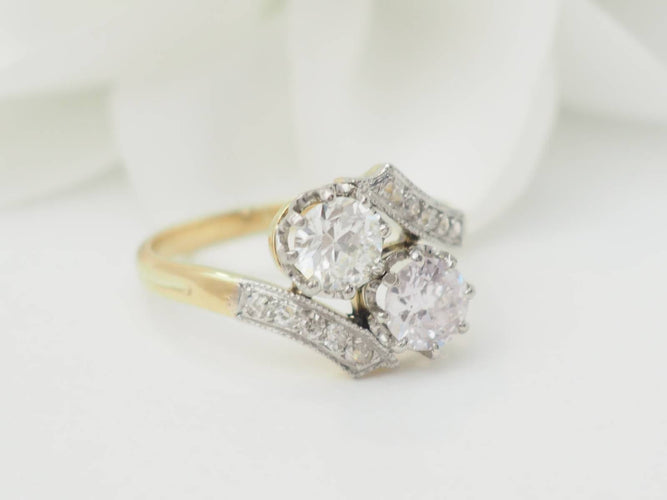 Bague 51 Bague Toi et Moi en or jaune et diamants 58 Facettes 33401