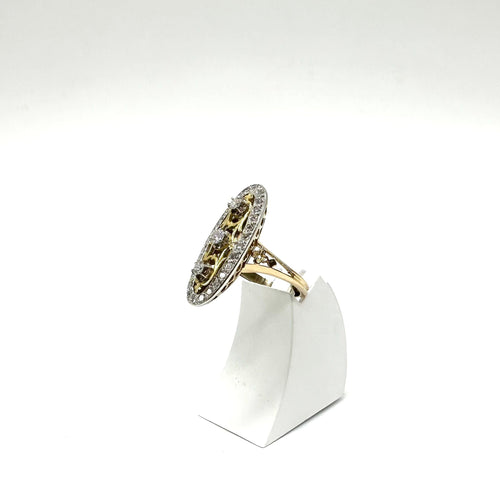 Bague 54 Bague or jaune, platine et diamants 58 Facettes Z15B51688