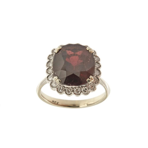 Bague 55 Bague fleur or blanc avec grenat et diamants 58 Facettes 33304