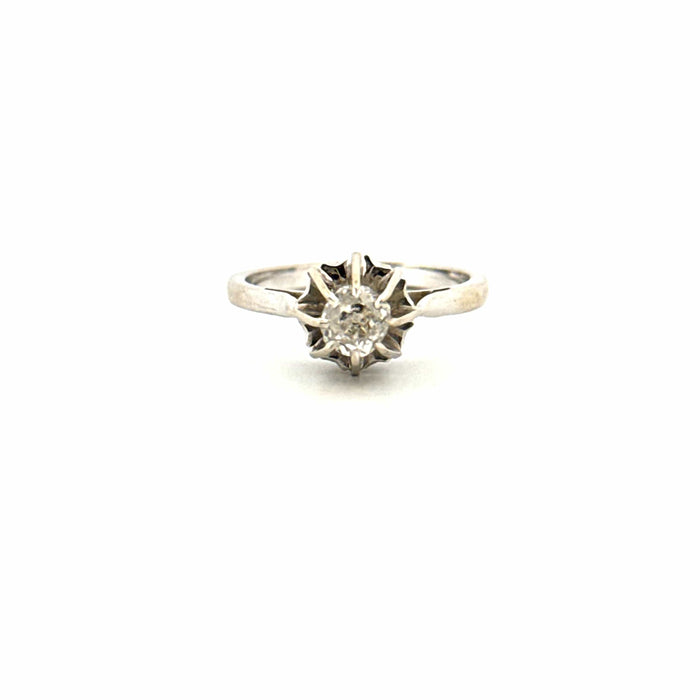 Bague 51 Solitaire or blanc diamant 58 Facettes 28-GS35365-1