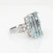 Bague Bague vintage en or blanc 14 carats avec diamants et aigue-marine allongée 11 carats, taille 6 58 Facettes G13670