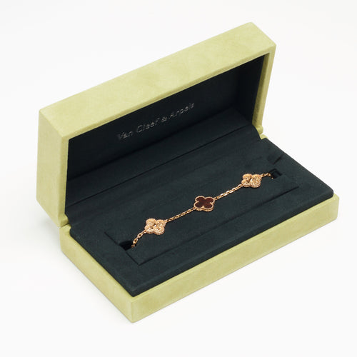 Bracelet VAN CLEEF & ARPELS - Bracelet Vintage Alhambra 5 motifs Bois d'amourette Letterwood LIMITED EDITION 58 Facettes vca-alh-brclt-ltrwd-rg