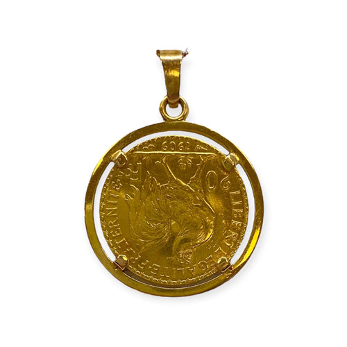 Pendentif Pendentif pièce or Napoléon 20 francs Marianne et Coq 1909 SANS LA PIECE 58 Facettes 330086250BIS