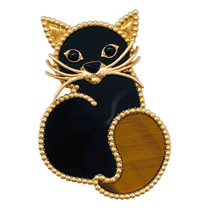 Clip Clip Van Cleef & Arpels, "Lucky Animals Chat", en or jaune, oeil de tigre et onyx. 58 Facettes 29925