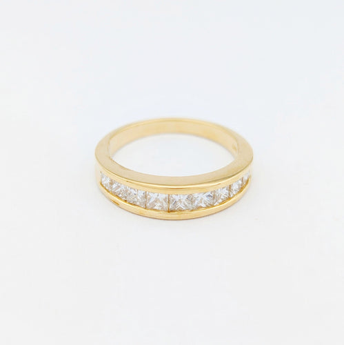 Bague 53 Demi - alliance or jaune et diamants 58 Facettes 32182