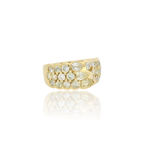 Bague 55 Bague vintage avec diamants dégradés en or jaune 58 Facettes