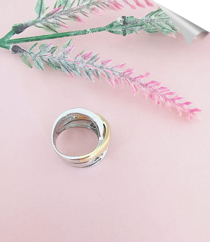 Bague 54.5 Bague Croisée Diamants Blancs et noirs 58 Facettes AA 1575