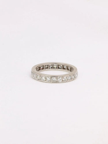 Bague Alliance or blanc diamants taille ancienne 58 Facettes J304