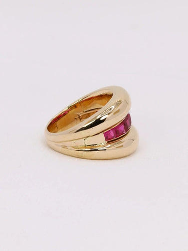 Bague 52 Bague jonc or jaune rubis calibrés 58 Facettes 1049.2