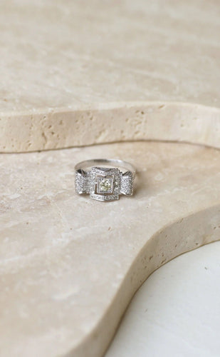 Bague 57 Bague Art Deco Géométrique Diamant 58 Facettes