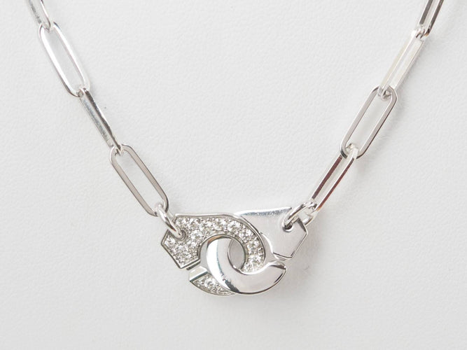 Collier Collier Dinh Van Menottes R12 Or Blanc et Diamants 58 Facettes 33175