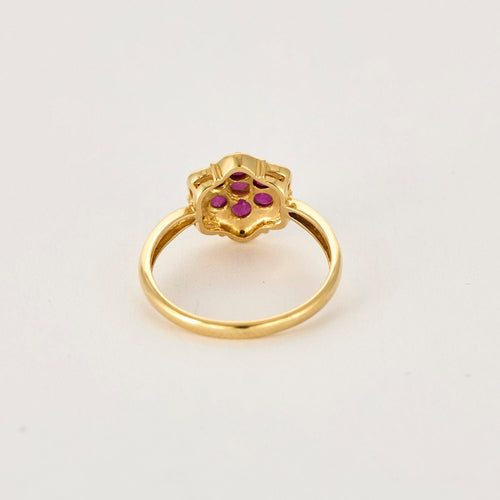 Bague 61 Bague or jaune, rubis et diamants 58 Facettes GU253
