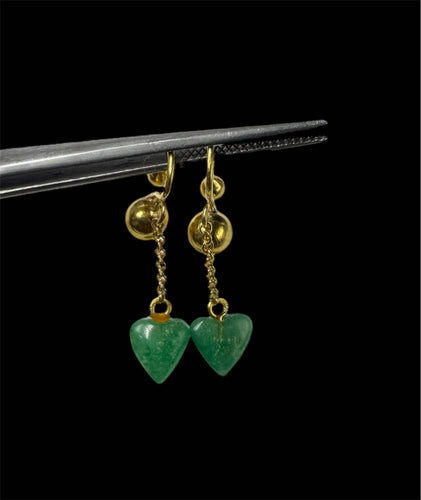 Boucles d'oreilles Boucles d'oreilles à pince en or jaune avec chrysoprase 58 Facettes
