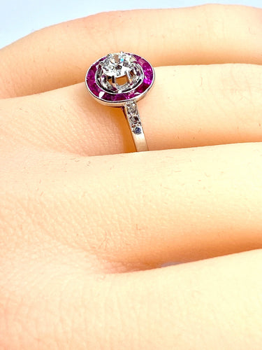 Bague 53 Bague Or blanc Diamants Rubis 58 Facettes AB242