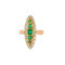 Anello Marquise in oro, diamanti e smeraldi.